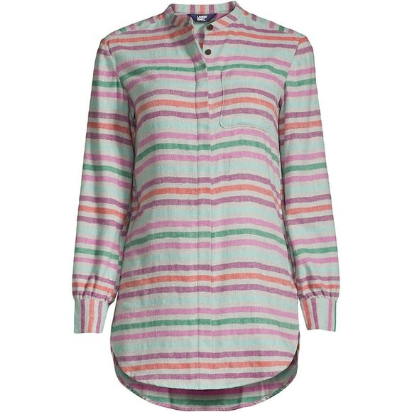 Lands End Womens Flannel A-Line Long Sleeve Tunic Multicolored Long Sleeve M - Picture 1 of 16